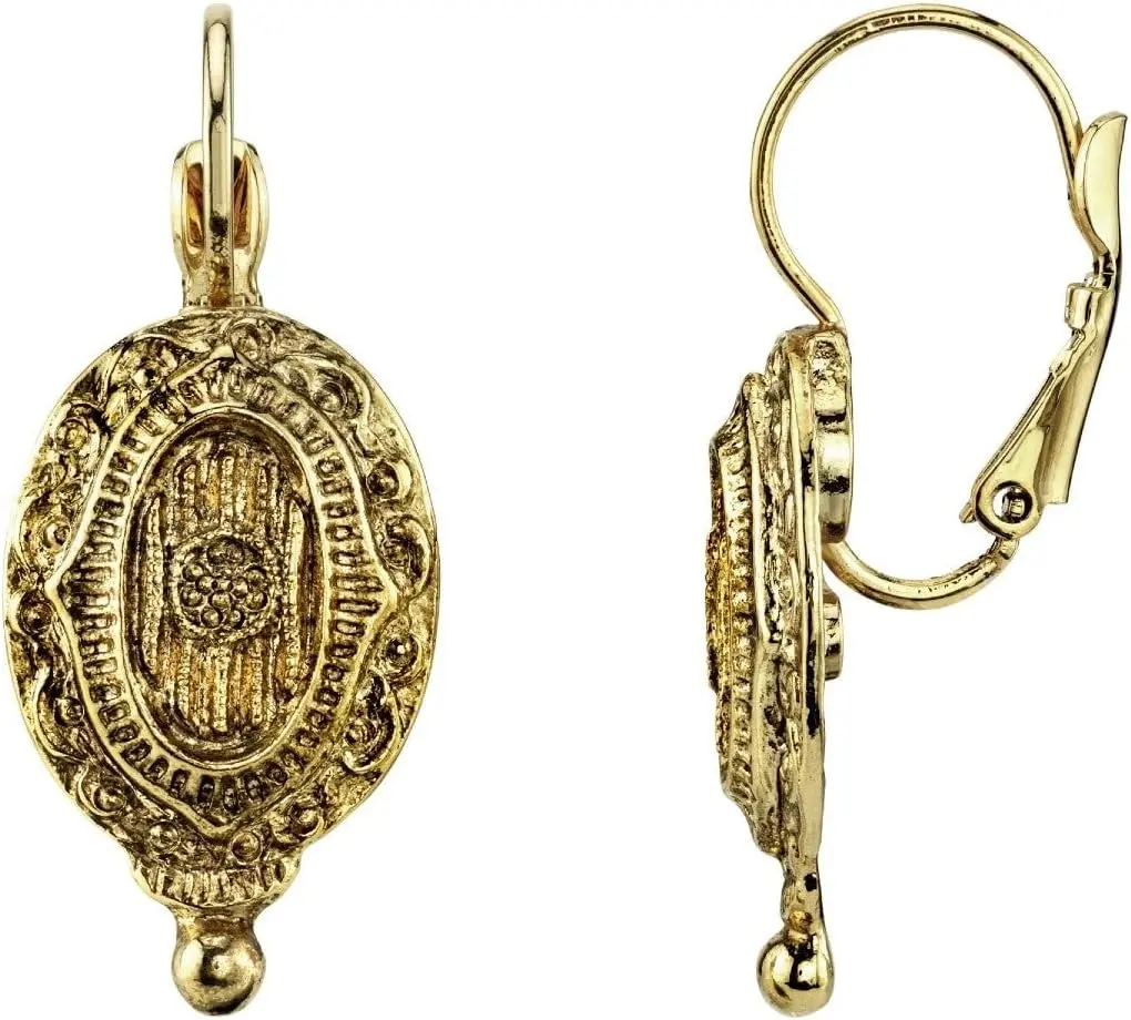 1928 Jewelry Baroque Insignia Oval Drop Earrings image 1