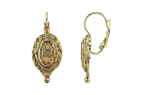 1928 Jewelry Baroque Insignia Oval Drop Earrings image