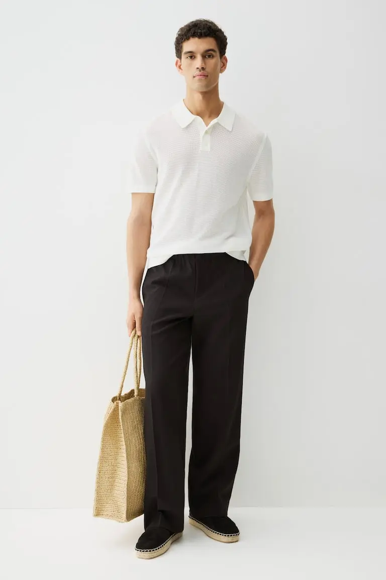 Regular-Fit Hole-Knit Polo Shirt image 2