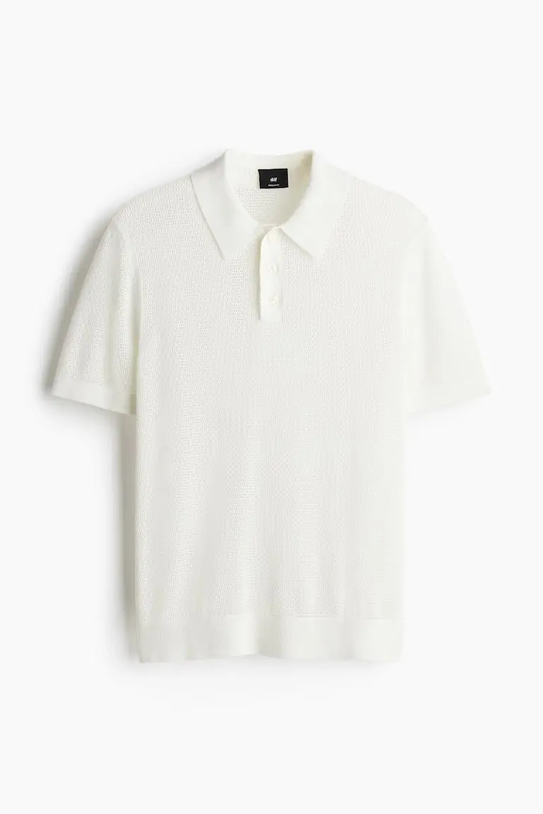 Regular-Fit Hole-Knit Polo Shirt image 6