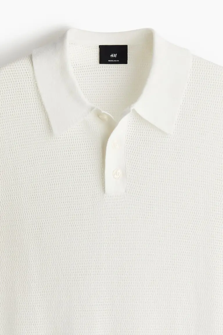 Regular-Fit Hole-Knit Polo Shirt image 7