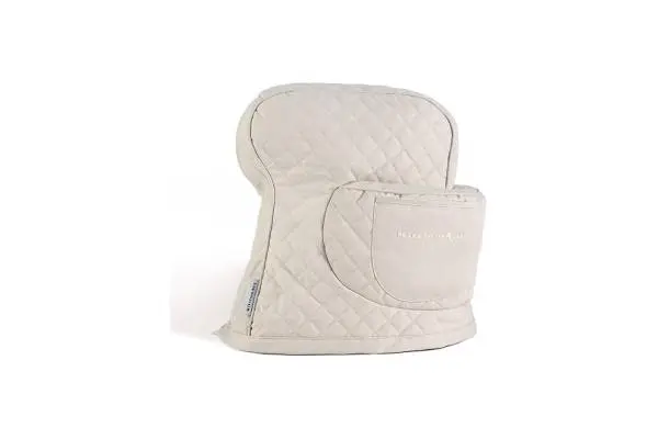 KITCHENAID Fitted Tilt-Head Stand Mixer Cover with Storage Pocket, Quilted 100% Cotton,14.4"x18"x10", Milkshake image