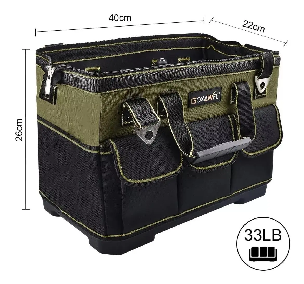 GOXAWEE 17-inch Tool Bag with 16 Pockets, Waterproof Oxford Canvas Hand Tool Storage Bag, Tool Kit Organizer Bag image 2
