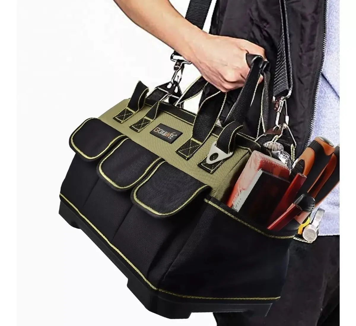 GOXAWEE 17-inch Tool Bag with 16 Pockets, Waterproof Oxford Canvas Hand Tool Storage Bag, Tool Kit Organizer Bag image 4