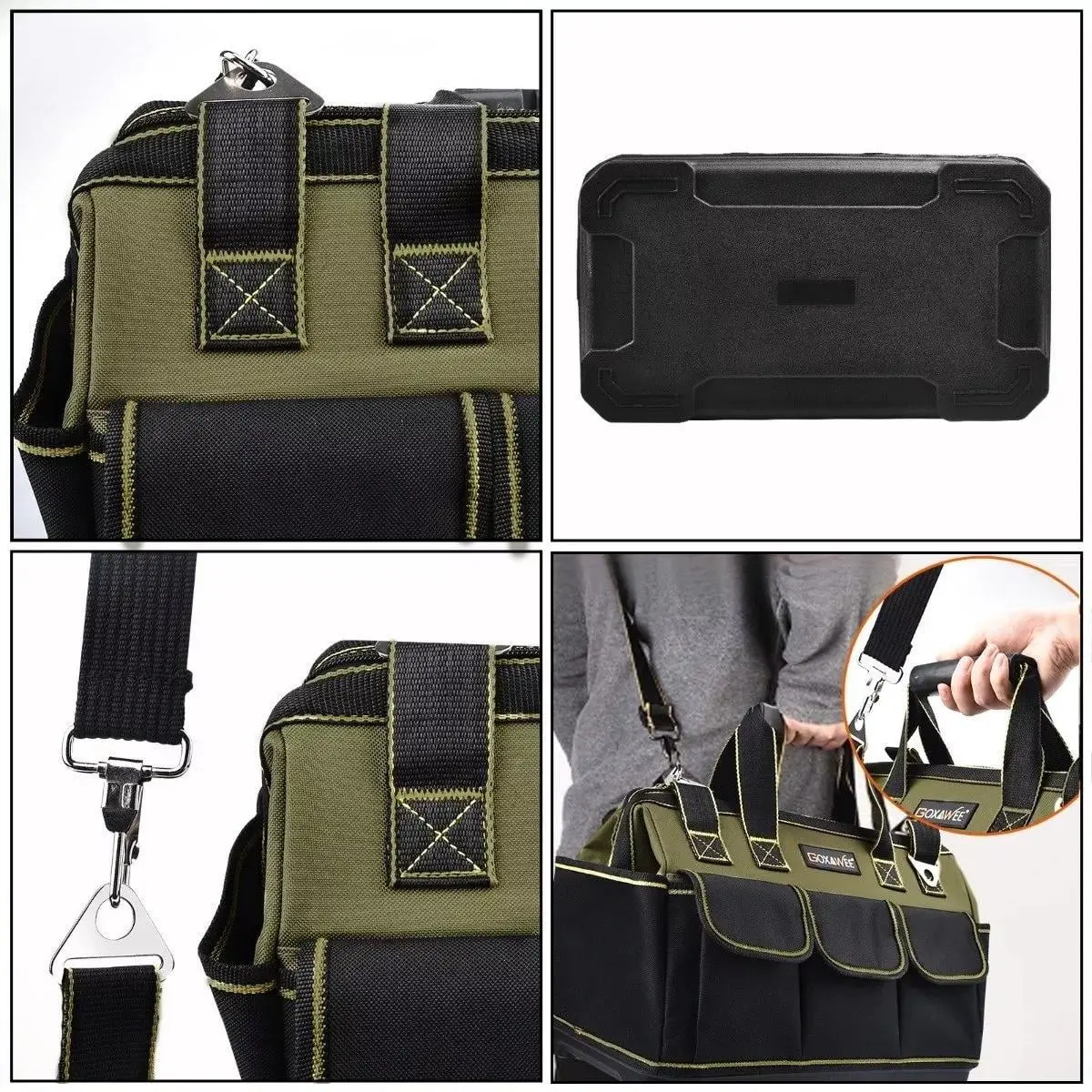 GOXAWEE 17-inch Tool Bag with 16 Pockets, Waterproof Oxford Canvas Hand Tool Storage Bag, Tool Kit Organizer Bag image 5