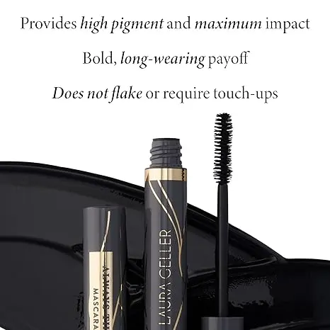 LAURA GELLER NEW YORK Always There Lengthening Mascara in Black - Defining, Curling, Buildable Formula Eye Makeup- Innovative Lengthening Brush - 1 count image 2