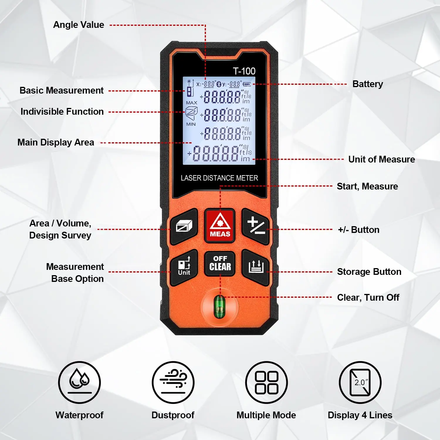 GOXAWEE Laser Measure, 328Ft Digital Laser Distance Meter with Bubble Levels image 8