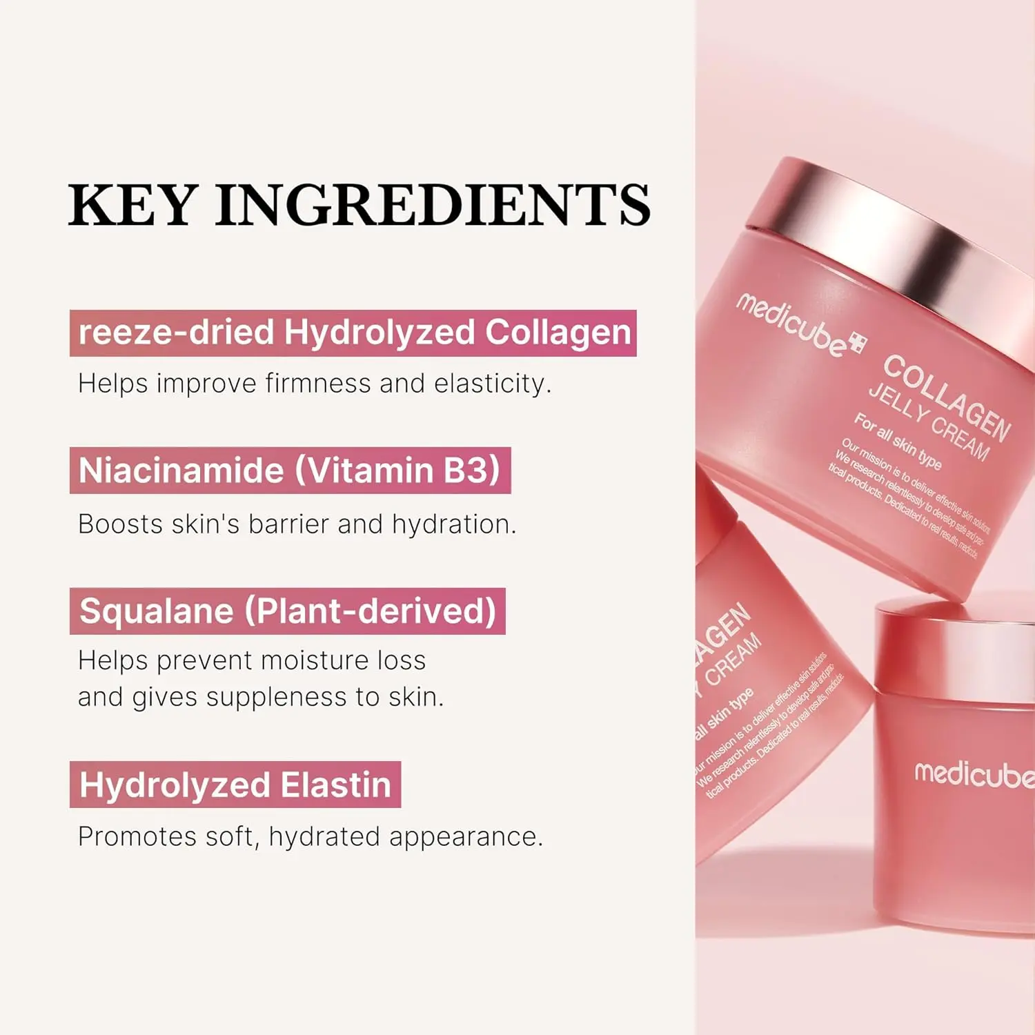 medicube Collagen Jelly Cream- Niacinamide & Freeze-Dried Hydrolyzed Collagen-Boosts skin barrier hydration & gives 24h Glow & Firmer looking skin | No artificial color, Korean skincare (3.71 fl.oz.) image 6