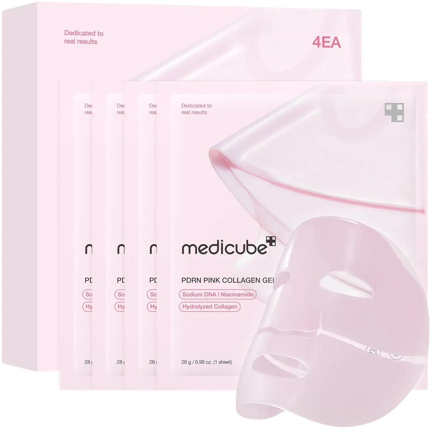 medicube Salmon DNA PDRN pink collagen jelly gel mask | overnight face mask for glass glow skin- elasticity, hydrating, firming and moisturizing | korean skincare, 28g, 4ea image 1