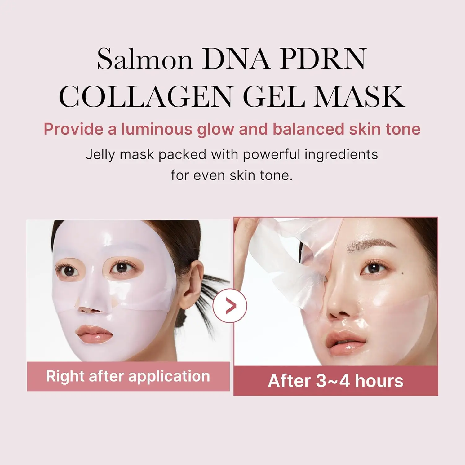 medicube Salmon DNA PDRN pink collagen jelly gel mask | overnight face mask for glass glow skin- elasticity, hydrating, firming and moisturizing | korean skincare, 28g, 4ea image 4