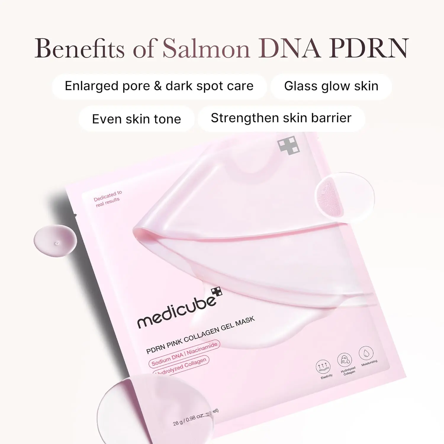 medicube Salmon DNA PDRN pink collagen jelly gel mask | overnight face mask for glass glow skin- elasticity, hydrating, firming and moisturizing | korean skincare, 28g, 4ea image 5