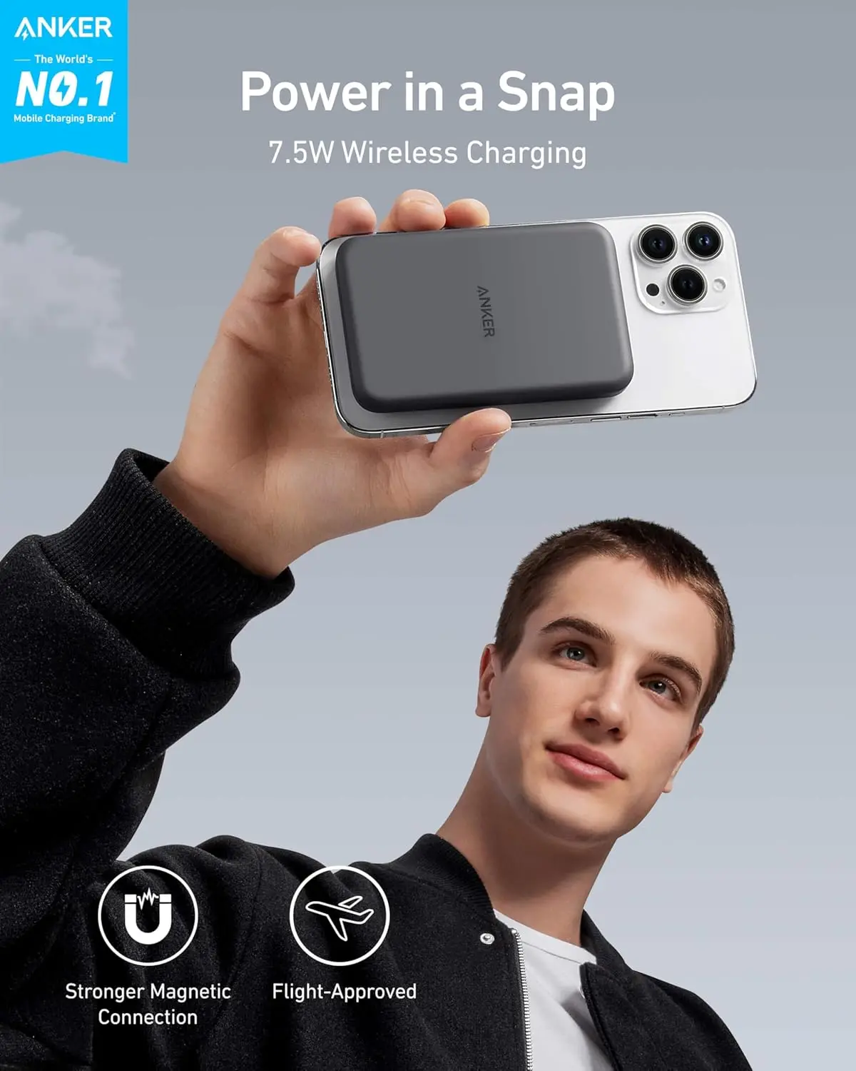 Anker 621 Magnetic Portable Charger (MagGo), 5,000mAh Wireless Power Bank with USB-C Cable, Magsafe-Compatible Battery Pack for iPhone 16/15/14/13/12 Series image 2