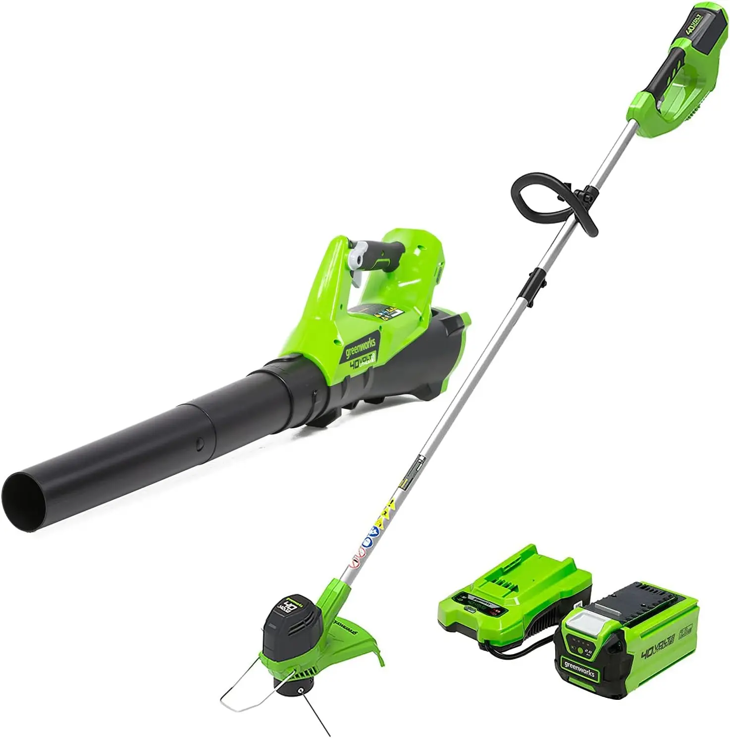 Greenworks 40V Lawn Care Combo Kit, Trimmer & Blower for Edging & Leaf Cleanup, 2.0Ah Battery & Charger (Gas-Free Yard Duo) image 1