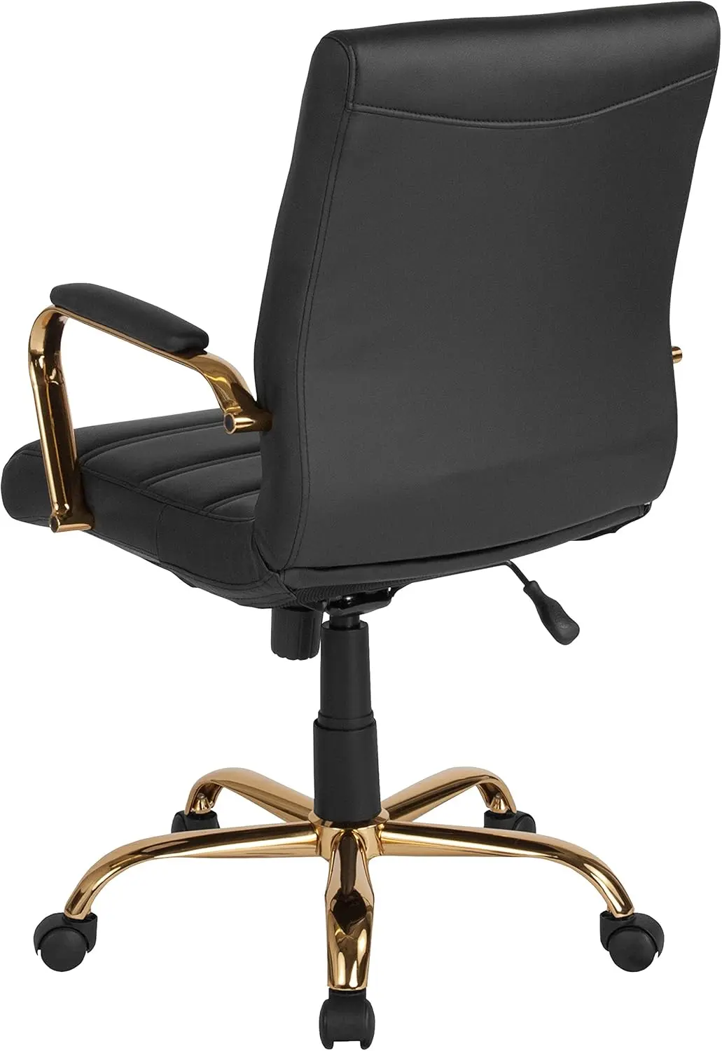 Flash Furniture Whitney Mid-Back Swivel LeatherSoft Desk Chair with Wheels, Padded Seat and Armrests, Adjustable Height Padded Office Chair, Black image 11