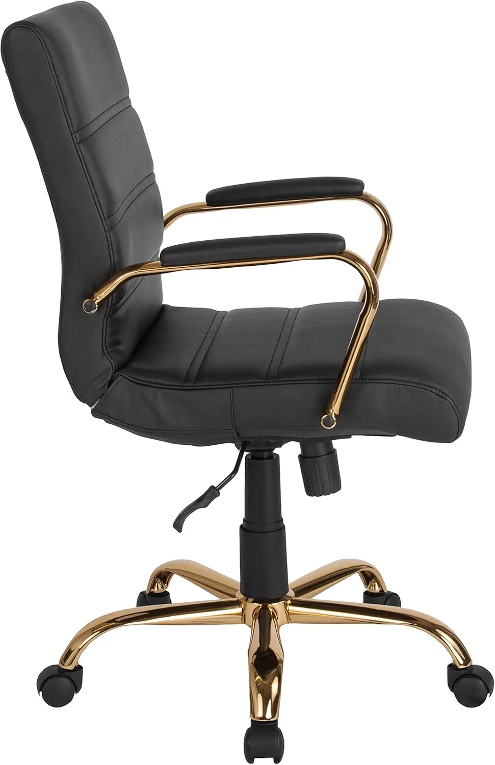 Flash Furniture Whitney Mid-Back Swivel LeatherSoft Desk Chair with Wheels, Padded Seat and Armrests, Adjustable Height Padded Office Chair, Black image 12
