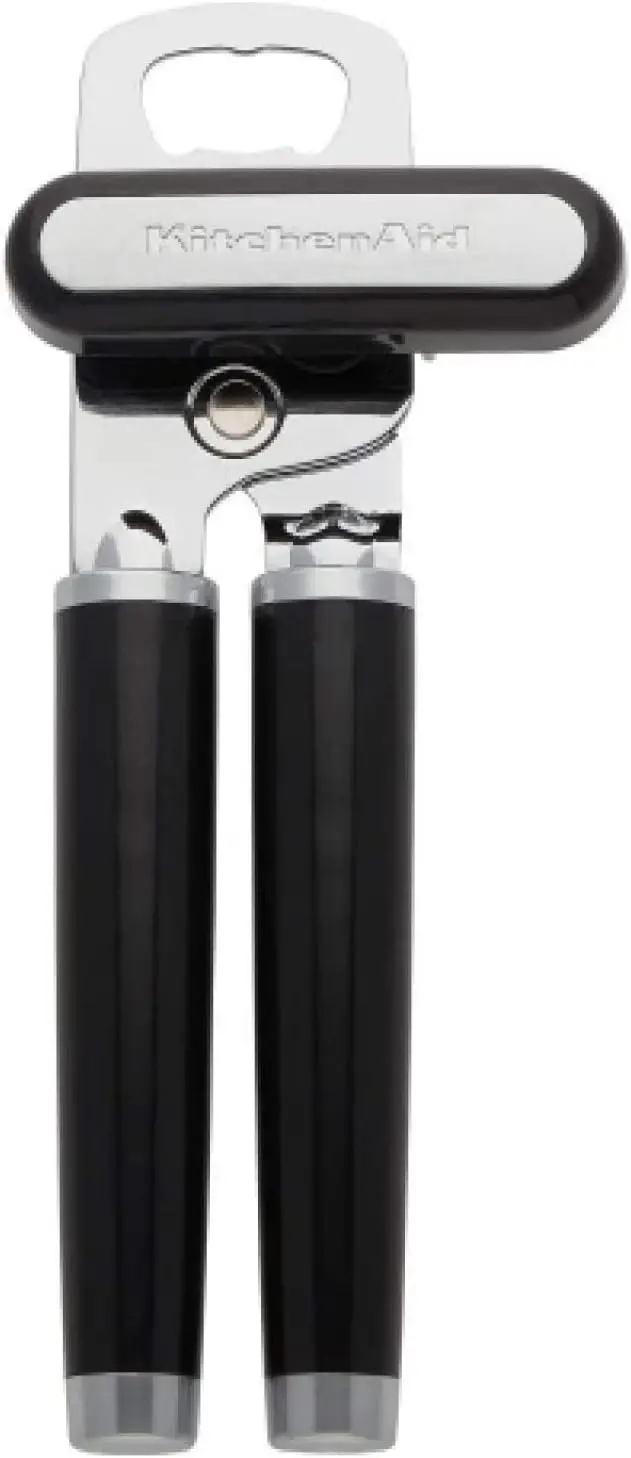 KitchenAid Classic Multifunction Can Opener and Bottle Opener Easy to Use, Razor Sharp Stainless Steel Cutting Wheel, Soft Ergonomic Handles, Black image 1