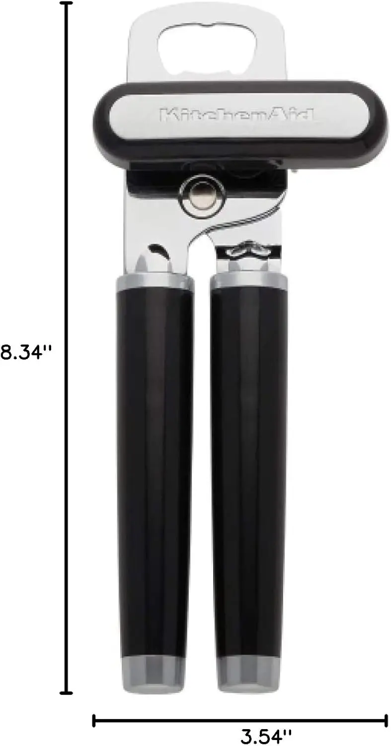 KitchenAid Classic Multifunction Can Opener and Bottle Opener Easy to Use, Razor Sharp Stainless Steel Cutting Wheel, Soft Ergonomic Handles, Black image 8