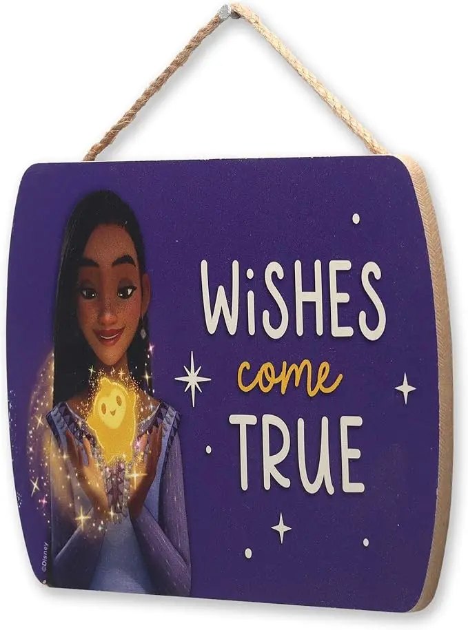 Disney Wish Wishes Come True Hanging Wood Wall Decor - Inspirational Wish Sign for Kids' Bedroom or Play Room image 2