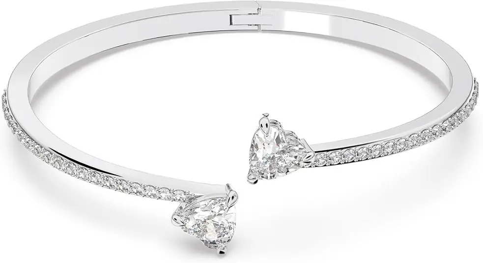 Swarovski Soul Heart Bangle Bracelet Collection, Rhodium Finish, Clear Crystals image 1