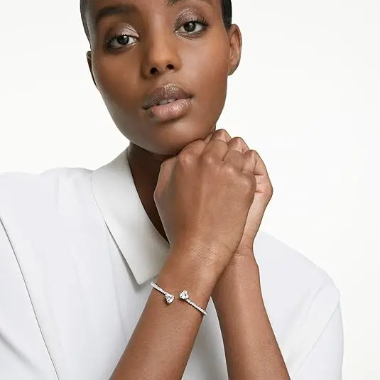 Swarovski Soul Heart Bangle Bracelet Collection, Rhodium Finish, Clear Crystals image 6