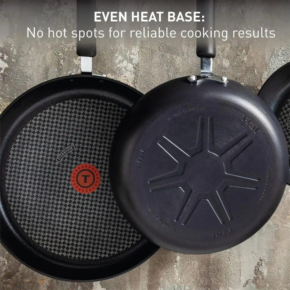 T-fal Ultimate Hard Anodized Nonstick Fry Pan Set 2 Piece, 8, 10 Inch, Oven Broiler Safe 400F, Kitchen, Cookware, Pots and Pans Set Non Stick, Frying Pans, Dishwasher Safe, Black image 6
