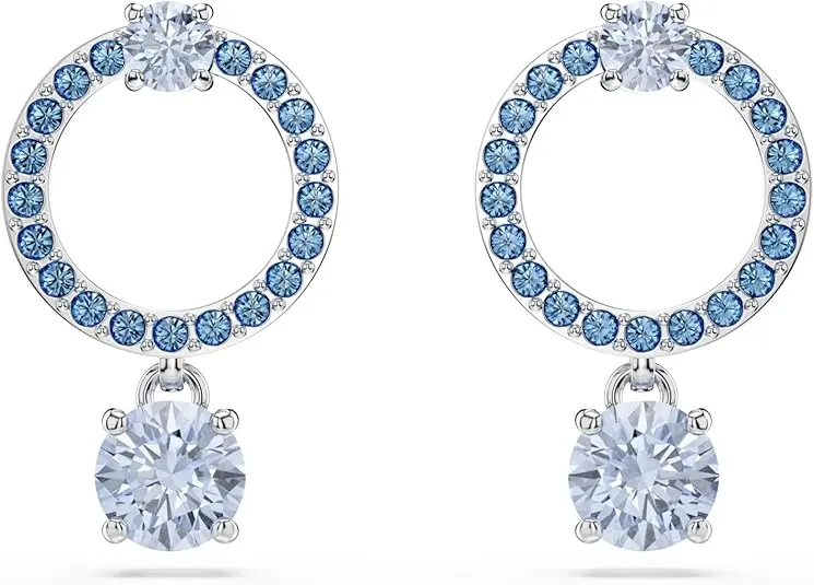 Swarovski Attract Crystal Drop Earrings, Green, Pink, Blue, Pink Stones, Pear and Round Cut Crystals, Part of the Swarovski Attract Collection image 1