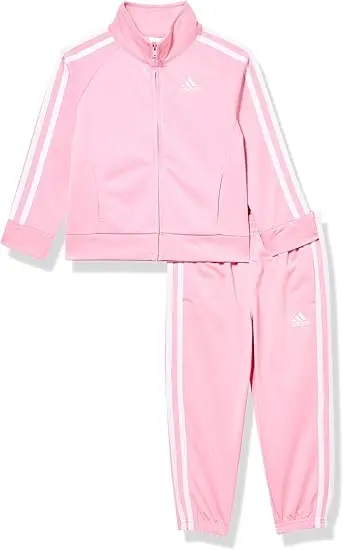 adidas Little Girl's Zip Front Classic Tricot Jacket and Joggers Set image 1
