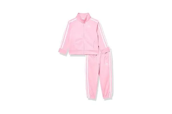 adidas Little Girl's Zip Front Classic Tricot Jacket and Joggers Set image
