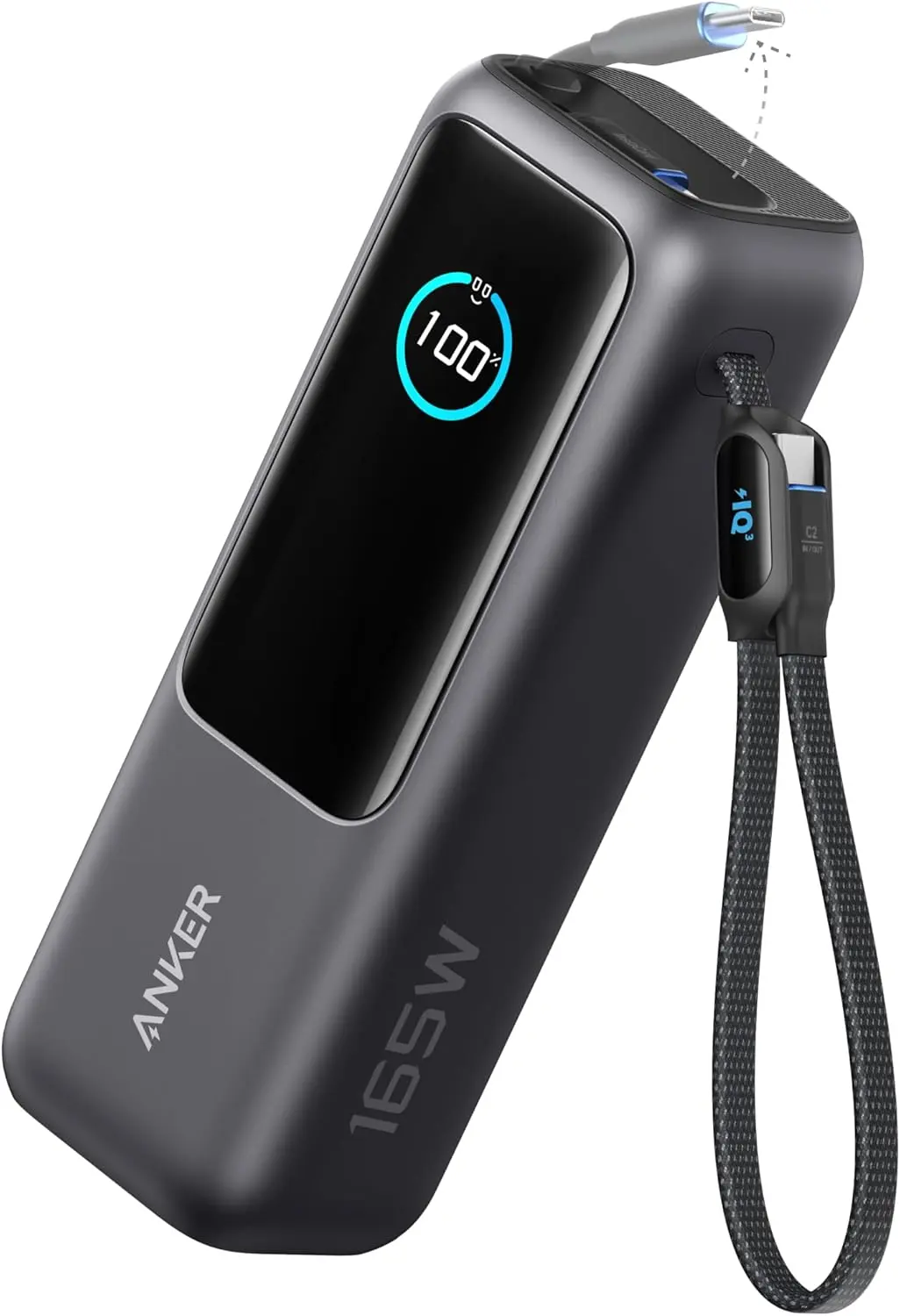 Anker Laptop Power Bank, 25,000mAh Portable Charger with Triple 100W USB-C Ports, Built-in and Retractable Cables, for iPhone 16/15 Series, MacBook, Samsung, and More (Flight-Approved) image 1