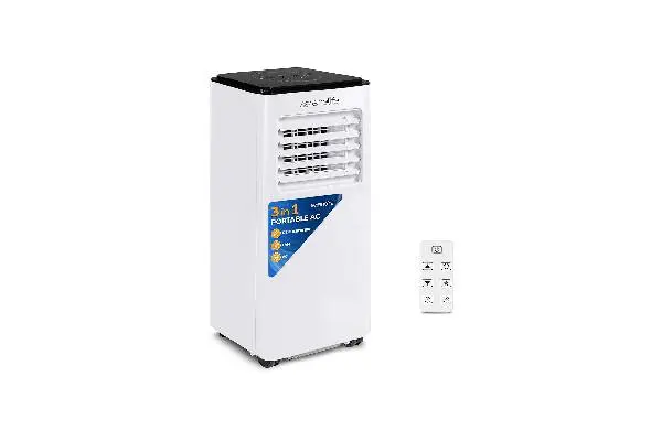 SereneLife 8000 BTU Portable Air Conditioner - 3-in-1 Compact Standing Air Conditioner for Room Up to 300 Sq. Ft. - Floor AC Unit with Remote Control - Universal Casters, Window Mount Kit image