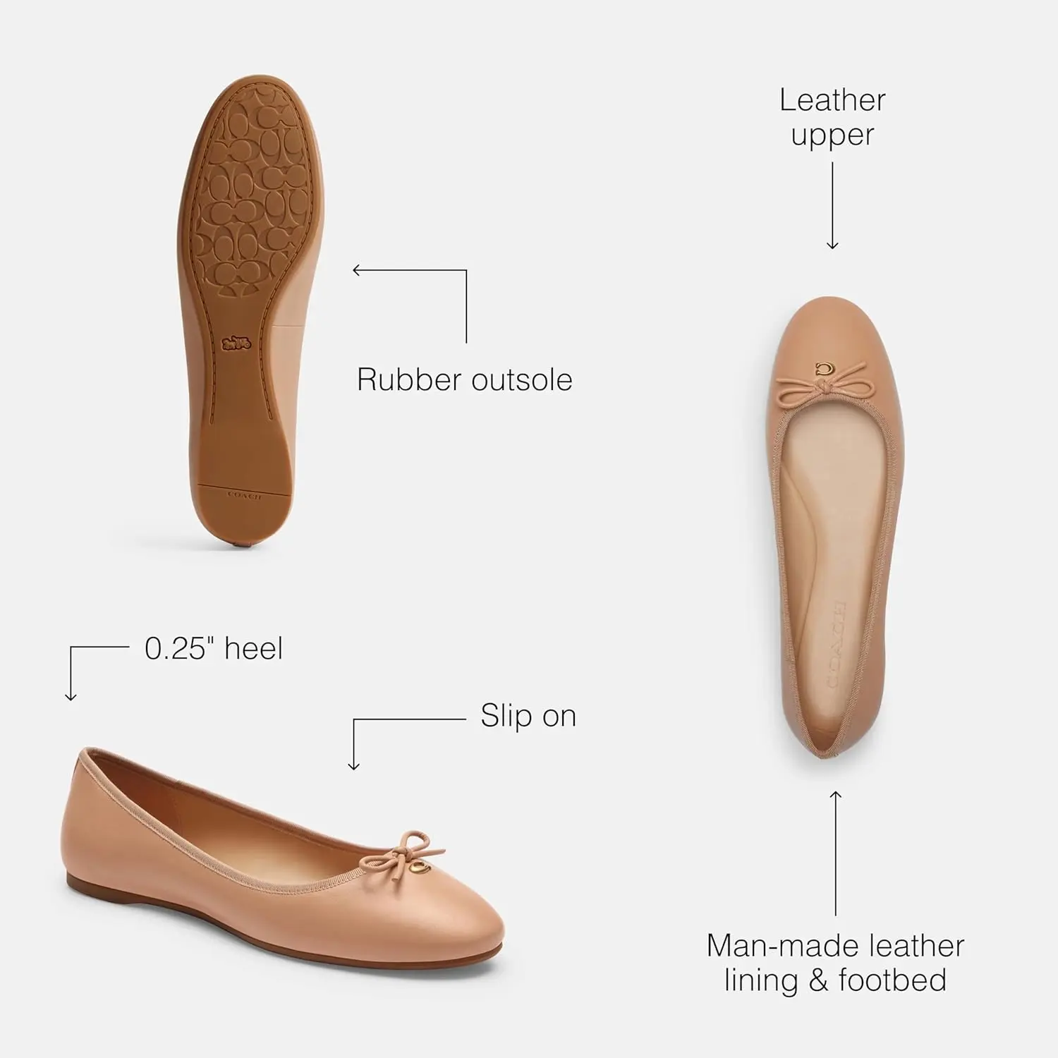 Coach Women's Abigail Leather Ballet Flat image 3