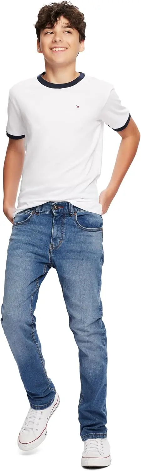 Tommy Hilfiger Boys' Short Sleeve Ken Ringer Crew Neck T-Shirt, Soft, Comfortable, Relaxed Fit image 2