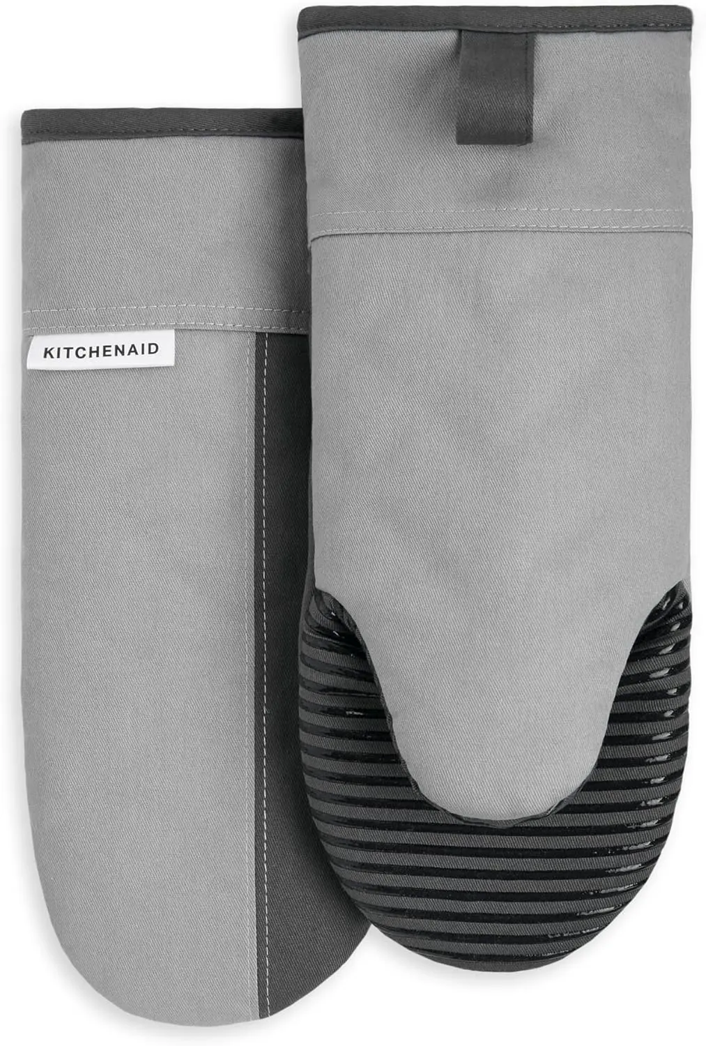 KitchenAid Beacon Two-Tone Non-Slip Oven Mitt Set, Cool Grey/Frost Grey, 5.75"x13", 2 Piece image 1