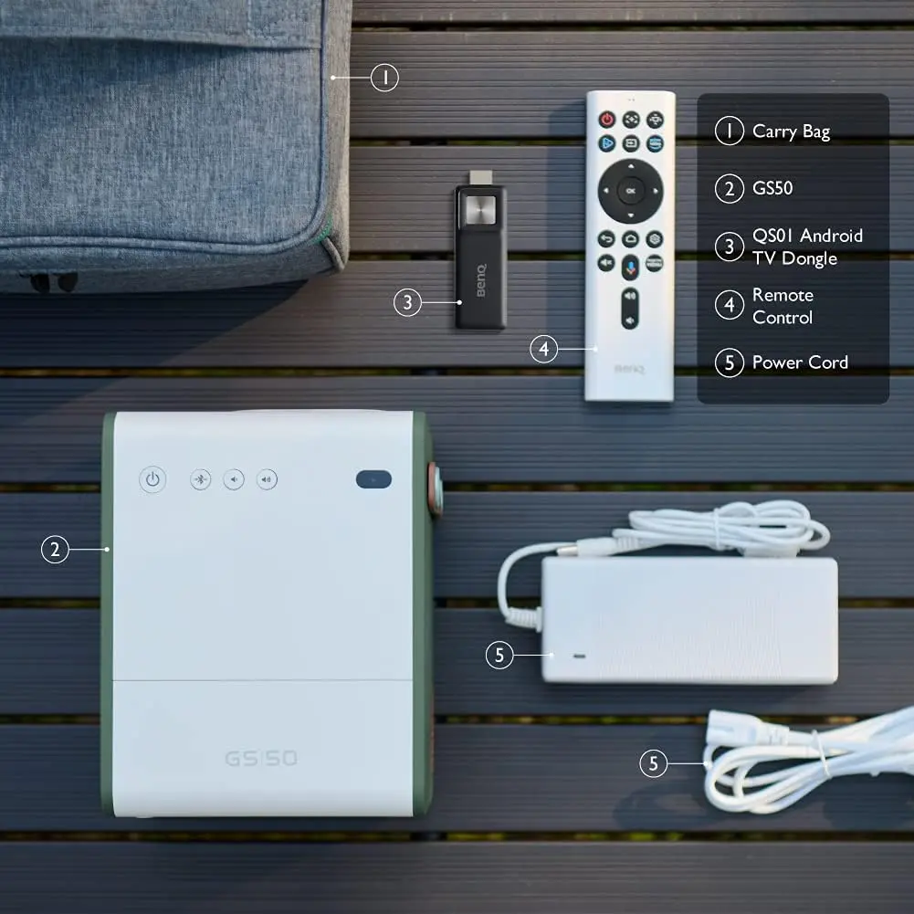 BenQ GS50 1080p Wireless Outdoor Projector | Smart Android TV | WiFi & Bluetooth | 2.1 Channel Speakers with Extra Bass | HDR10 | Autofocus & Keystone | Portable Movie Projector for Camping & Home image 7