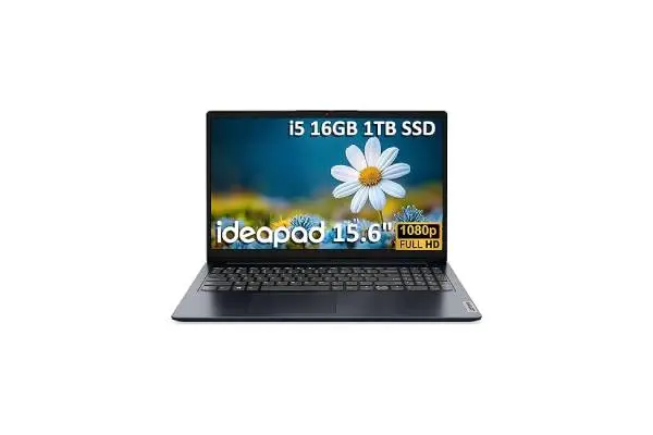 Lenovo IdeaPad (15.6" FHD Anti-Glare, Intel Core i5-1235U (> i7-1165G7), 16GB RAM, 1TB SSD), Laptop for Home, Student, Business, Webcam w/ Shutter, 10-Hour Long Battery Life, Win 11 Home in S Mode image