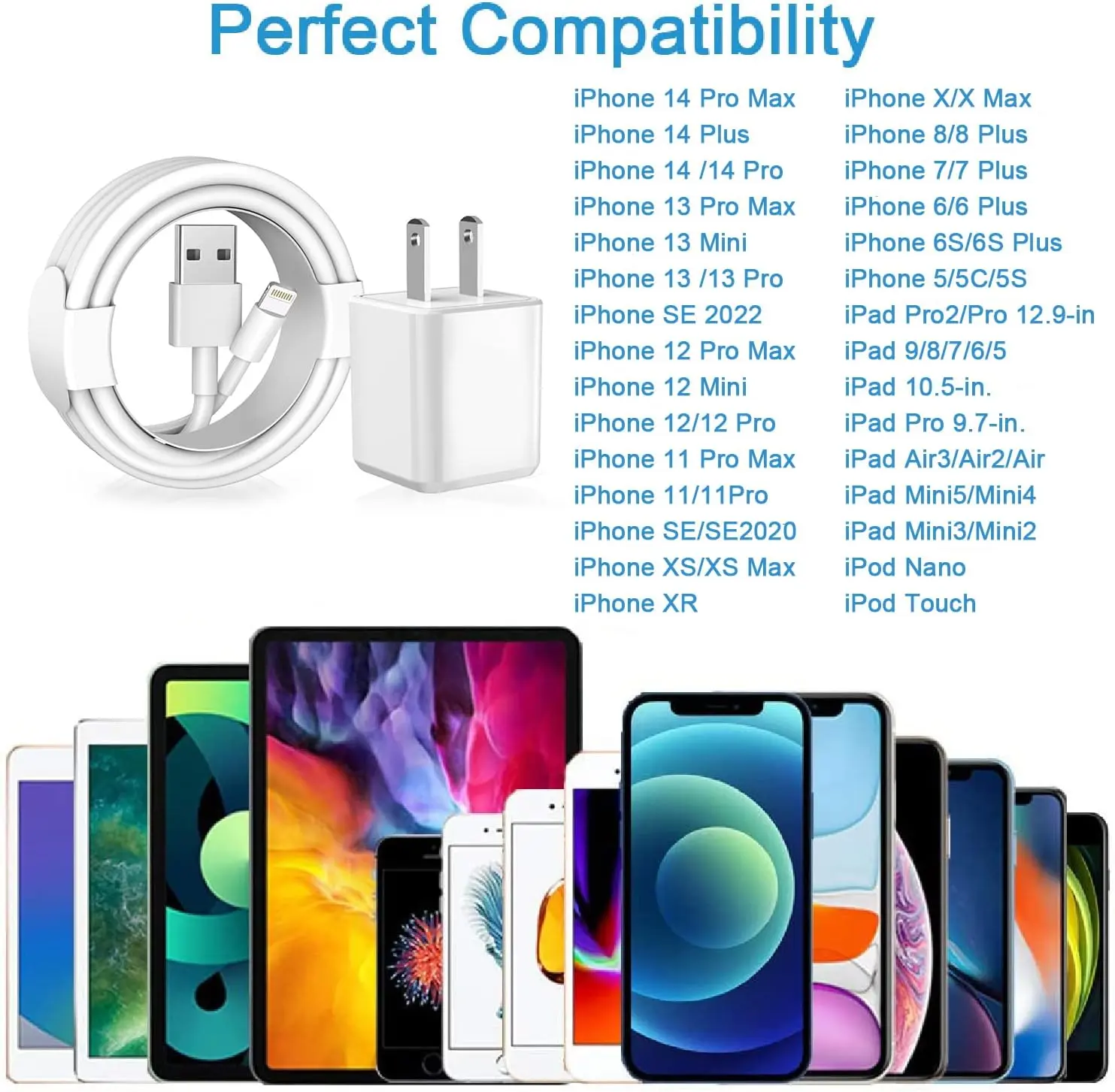 [Apple MFi Certified] iPhone Charger, 2Pack Lightning Cable Apple Charging Cords &Fast Quick USB Wall Charger Travel Block Plug Adapter for iPhone 14/13/12/11 Pro/11/10/XS MAX/XR/8/7/6s/6 Plus image 6