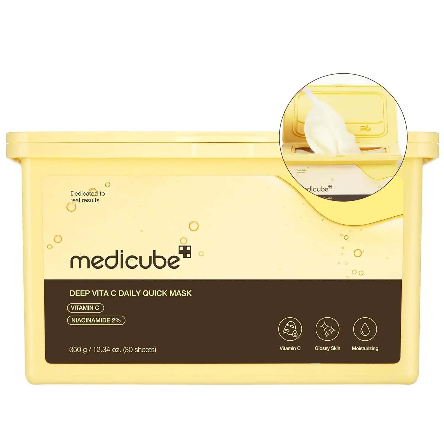 Medicube Deep Vita C Daily Quick 30 Sheet Masks - Vegan Certified, Quick Dispenser, Triple Vitamin Complex For Radiance and Hydration - Korean Face Masks image 1