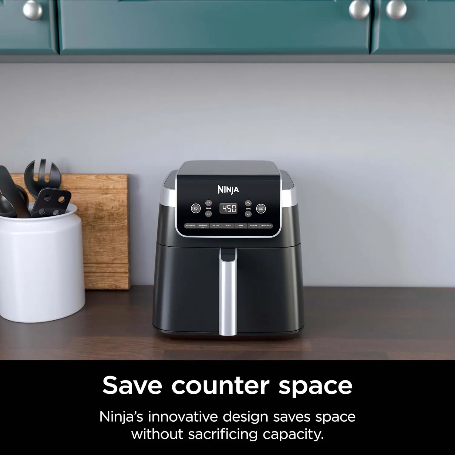Ninja Air Fryer Pro XL 7-in-1, Max Crisp Tech, 450F for Hotter, Crispy Results, 6.5 QT Capacity fits 9lb wings, Max Crisp, Broil, Air Fry, Roast, Bake, Reheat, Dehydrate, Space Saving, Grey, AF182AMZ image 7