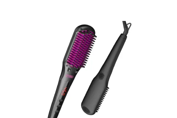 TYMO Ionic Hair Straightener Brush with 16 Temp Setting, LED Display Flat Iron Comb, Dual Voltage image