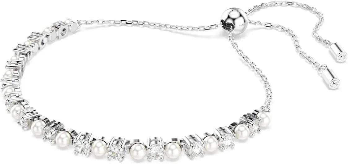 Swarovski Matrix Pendant, Earrings, Bracelet, Crystal Pearl, Round Cut Clear Crystals, Rhodium and Rose Gold-Tone Finishes image 2