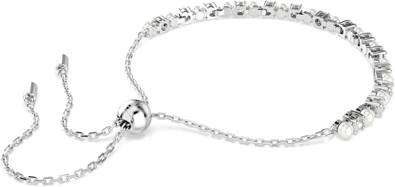 Swarovski Matrix Pendant, Earrings, Bracelet, Crystal Pearl, Round Cut Clear Crystals, Rhodium and Rose Gold-Tone Finishes image 4