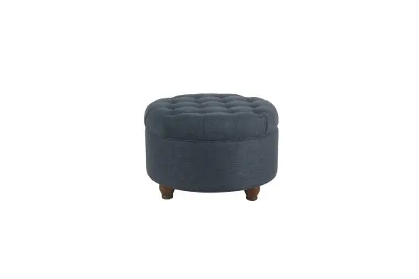 HomePop Large Tufted Round Storage Ottoman, Multiple Colors image