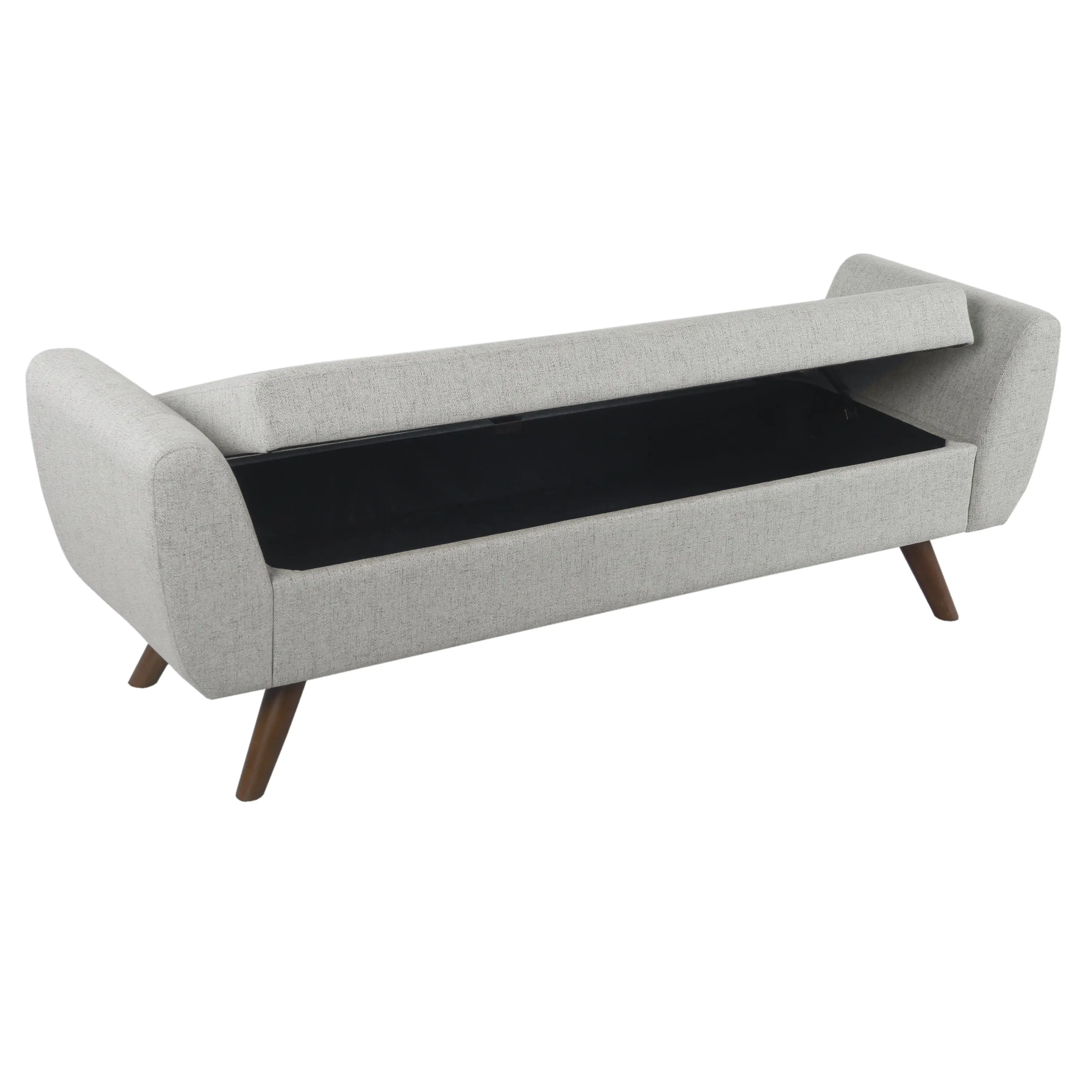 HomePop Modern Storage Bench with Wood Legs - Gray Woven image 2