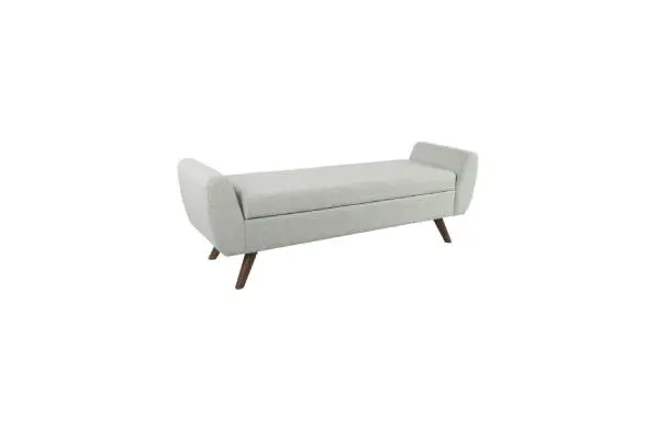 HomePop Modern Storage Bench with Wood Legs - Gray Woven image