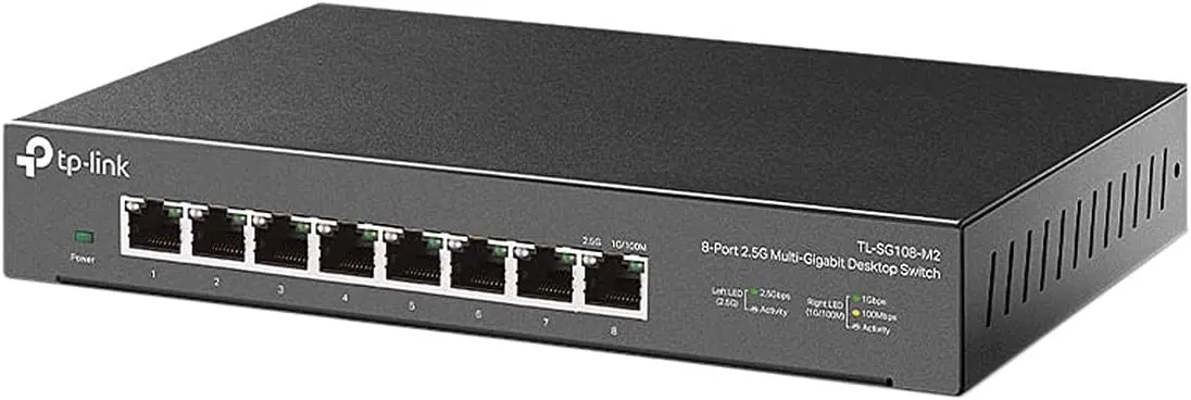 TP-Link TL-SG108-M2 - 8 Port Multi-Gigabit Unmanaged Network Switch, Ethernet Splitter, 𝟮.𝟱𝗚𝗯 Bandwidth, Plug & Play Desktop/Wall-Mount Fanless Metal Design image 2