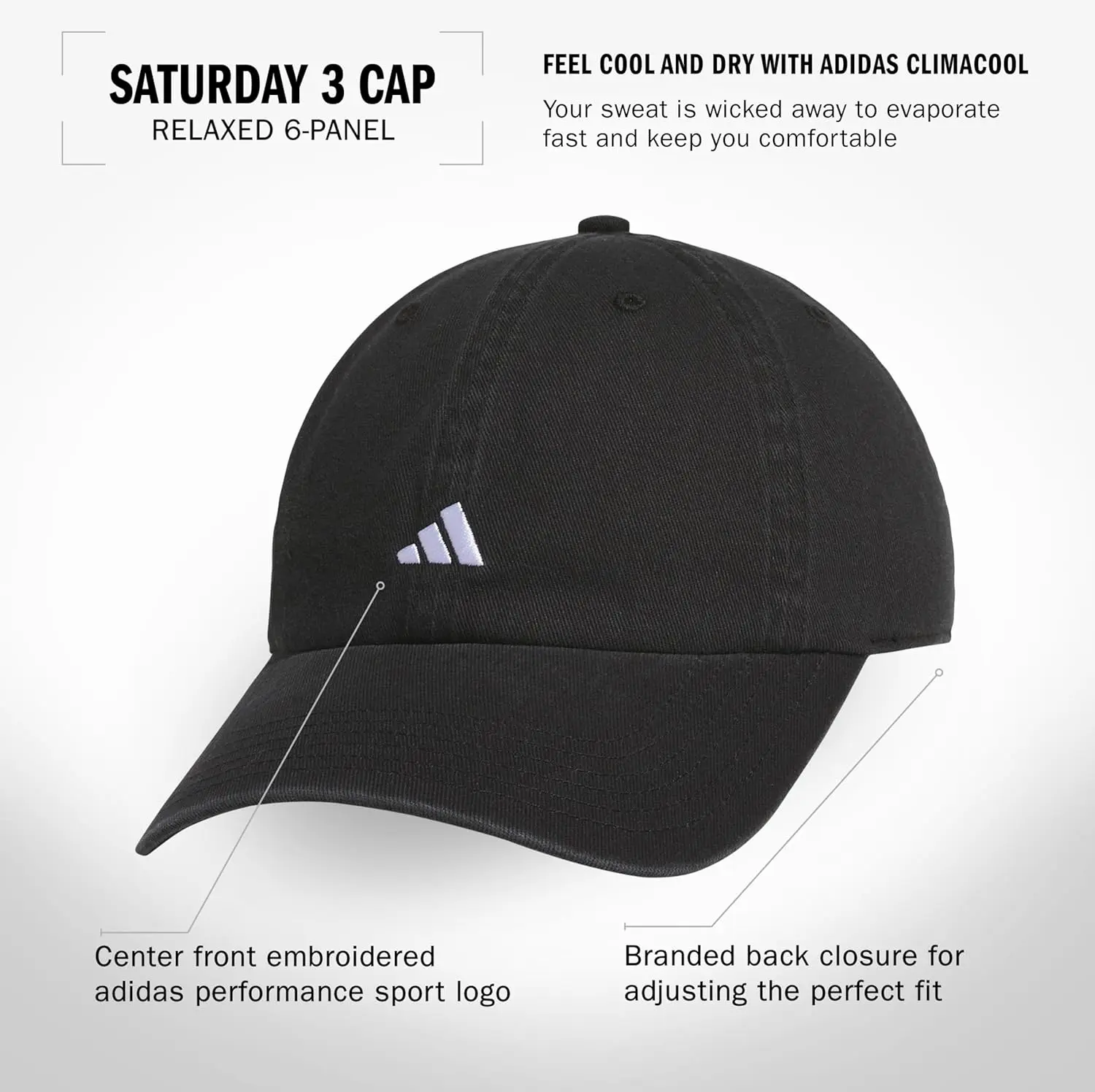 adidas Women's Saturday Baseball Cap – Adjustable Cotton Hat, Athletic Relaxed Fit image 2