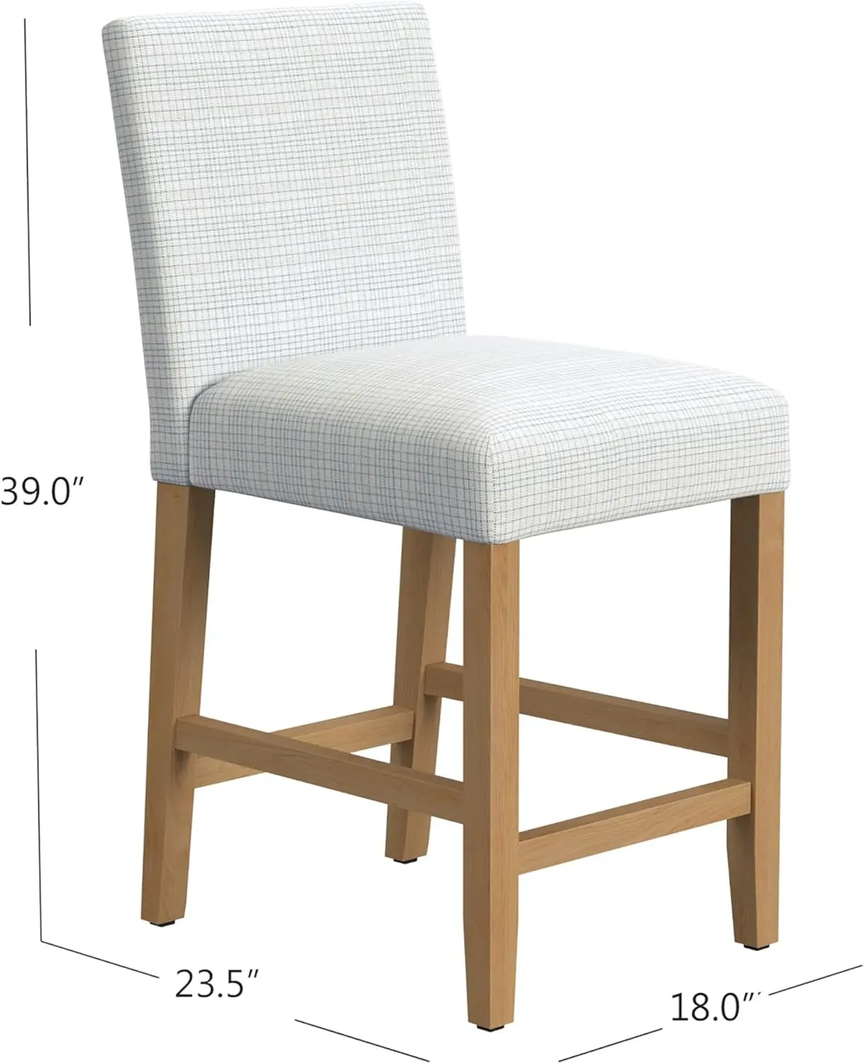 HomePop Home Decor | Classic Counter Height Bar Stools | 24 Inch Bar Stools | Decorative Home Furniture, Cream Mini Grid Pattern image 3