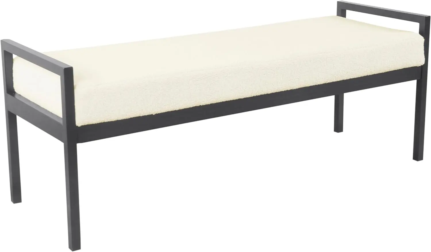 HomePop Modern Metal Bench|Bench for Living Room & Bedroom | Decorative Home Furniture -Sherpa Cream image 1