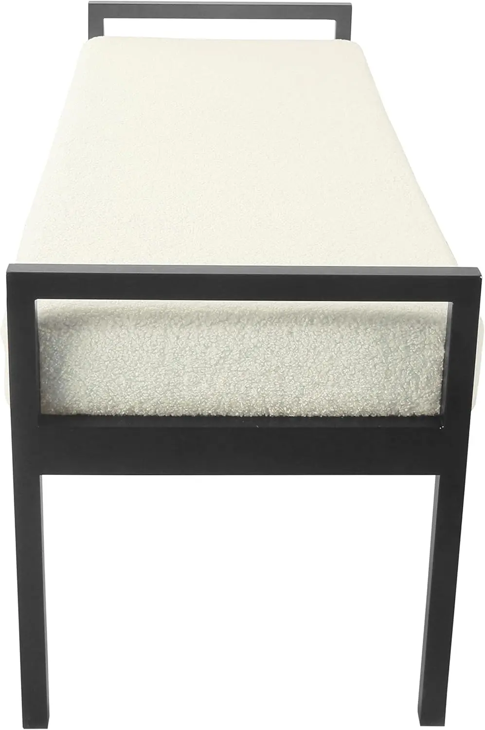 HomePop Modern Metal Bench|Bench for Living Room & Bedroom | Decorative Home Furniture -Sherpa Cream image 5