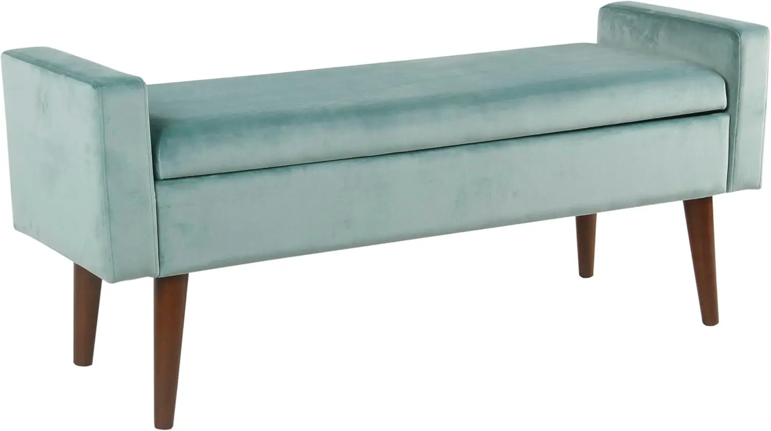 HomePop Home Decor | Upholstered Modern Velvet Storage Ottoman Bench | Ottoman Bench with Storage for Living Room & Bedroom | Decorative Home Furniture, Aqua Blue image 1